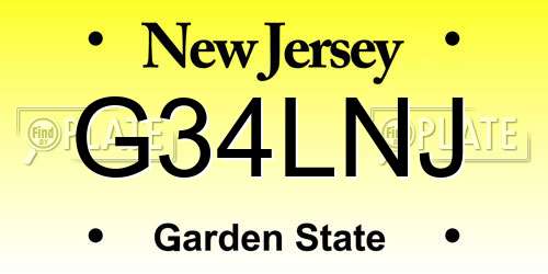G34LNJ New Jersey License Plate
