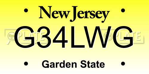 G34LWG New Jersey License Plate