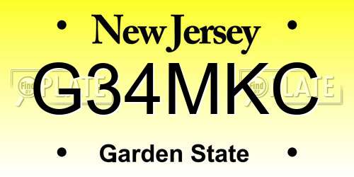 G34MKC New Jersey License Plate