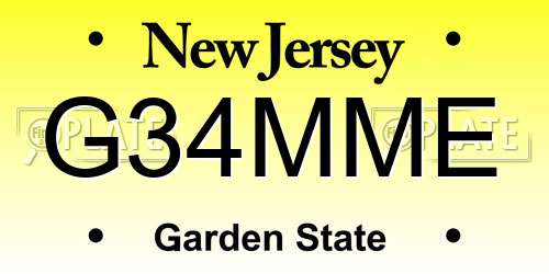 G34MME New Jersey License Plate