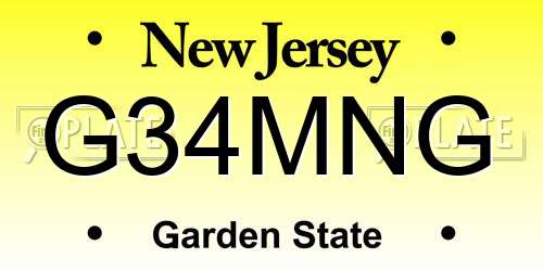 G34MNG New Jersey License Plate