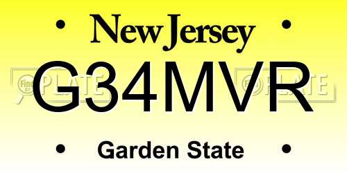 G34MVR New Jersey License Plate