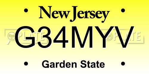 G34MYV New Jersey License Plate