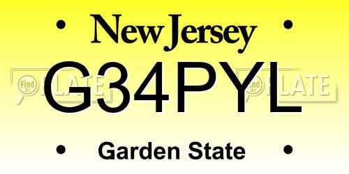 G34PYL New Jersey License Plate