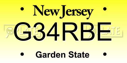 G34RBE New Jersey License Plate