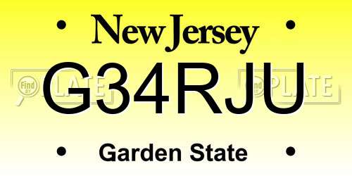 G34RJU New Jersey License Plate