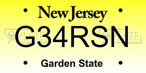 G34RSN New Jersey License Plate