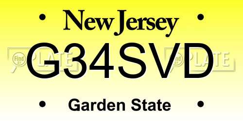 G34SVD New Jersey License Plate