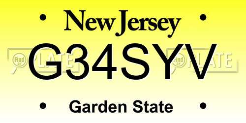 G34SYV New Jersey License Plate