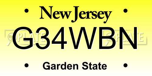 G34WBN New Jersey License Plate