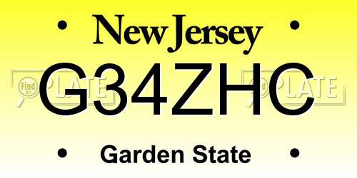 G34ZHC New Jersey License Plate