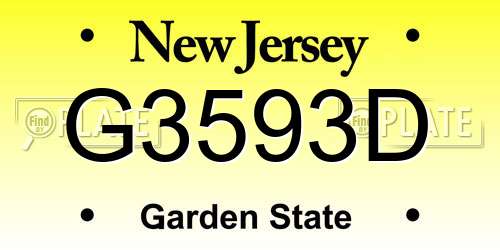 G3593D New Jersey License Plate