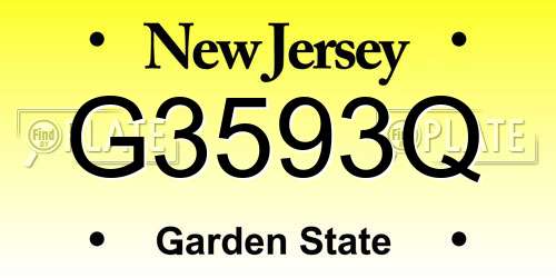 G3593Q New Jersey License Plate