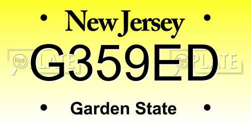 G359ED New Jersey License Plate