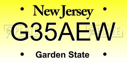 G35AEW New Jersey License Plate