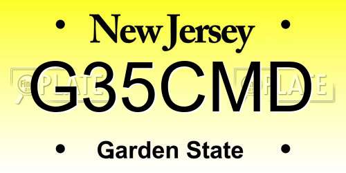 G35CMD New Jersey License Plate
