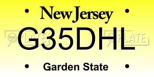 G35DHL New Jersey License Plate