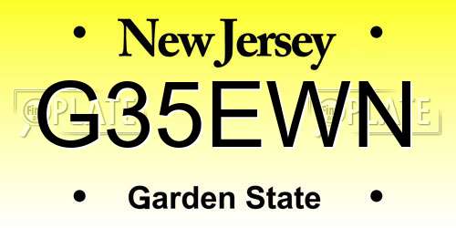 G35EWN New Jersey License Plate