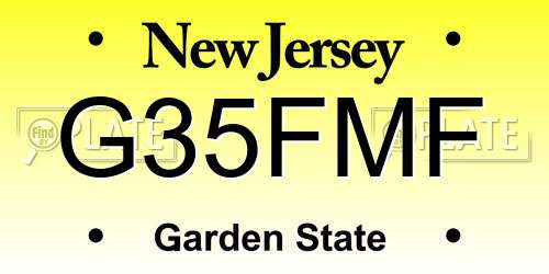 G35FMF New Jersey License Plate
