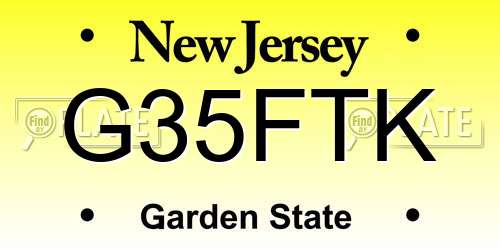G35FTK New Jersey License Plate