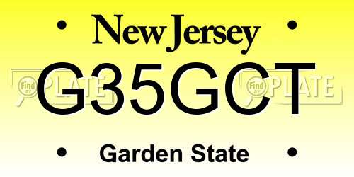 G35GCT New Jersey License Plate