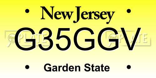 G35GGV New Jersey License Plate
