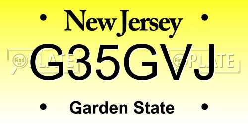 G35GVJ New Jersey License Plate