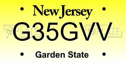 G35GVV New Jersey License Plate