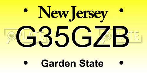 G35GZB New Jersey License Plate