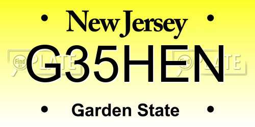 G35HEN New Jersey License Plate
