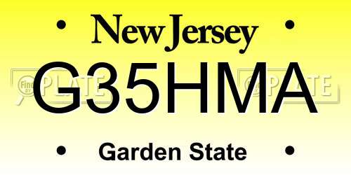 G35HMA New Jersey License Plate