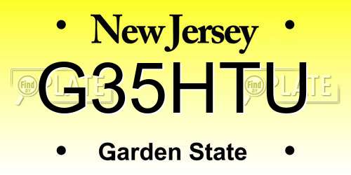G35HTU New Jersey License Plate