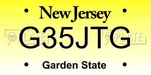 G35JTG New Jersey License Plate