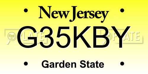G35KBY New Jersey License Plate