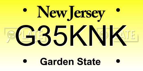 G35KNK New Jersey License Plate