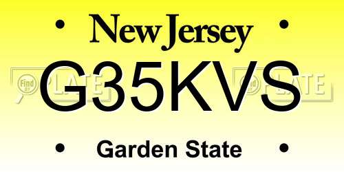 G35KVS New Jersey License Plate