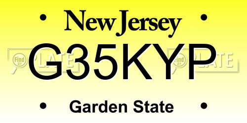 G35KYP New Jersey License Plate
