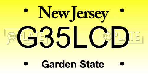 G35LCD New Jersey License Plate