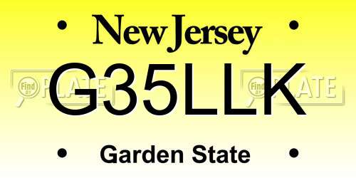 G35LLK New Jersey License Plate