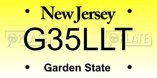 G35LLT New Jersey License Plate