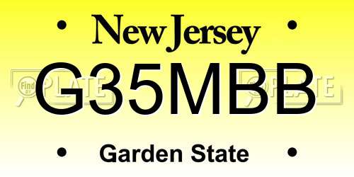G35MBB New Jersey License Plate