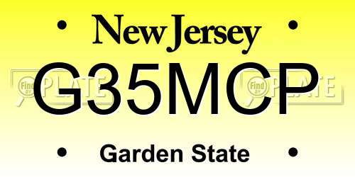 G35MCP New Jersey License Plate