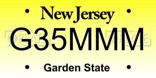 G35MMM New Jersey License Plate