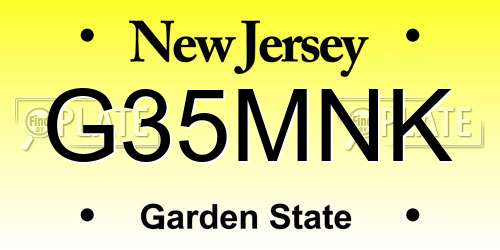 G35MNK New Jersey License Plate