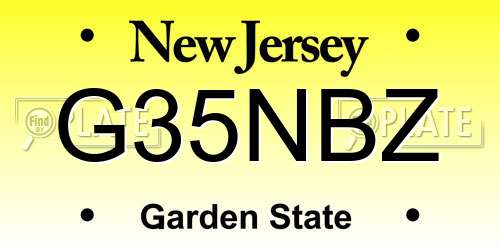 G35NBZ New Jersey License Plate