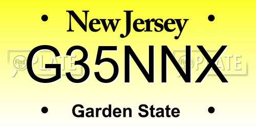 G35NNX New Jersey License Plate