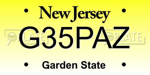 G35PAZ New Jersey License Plate