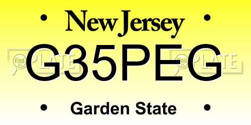 G35PEG New Jersey License Plate
