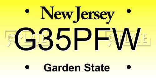 G35PFW New Jersey License Plate