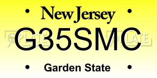 G35SMC New Jersey License Plate